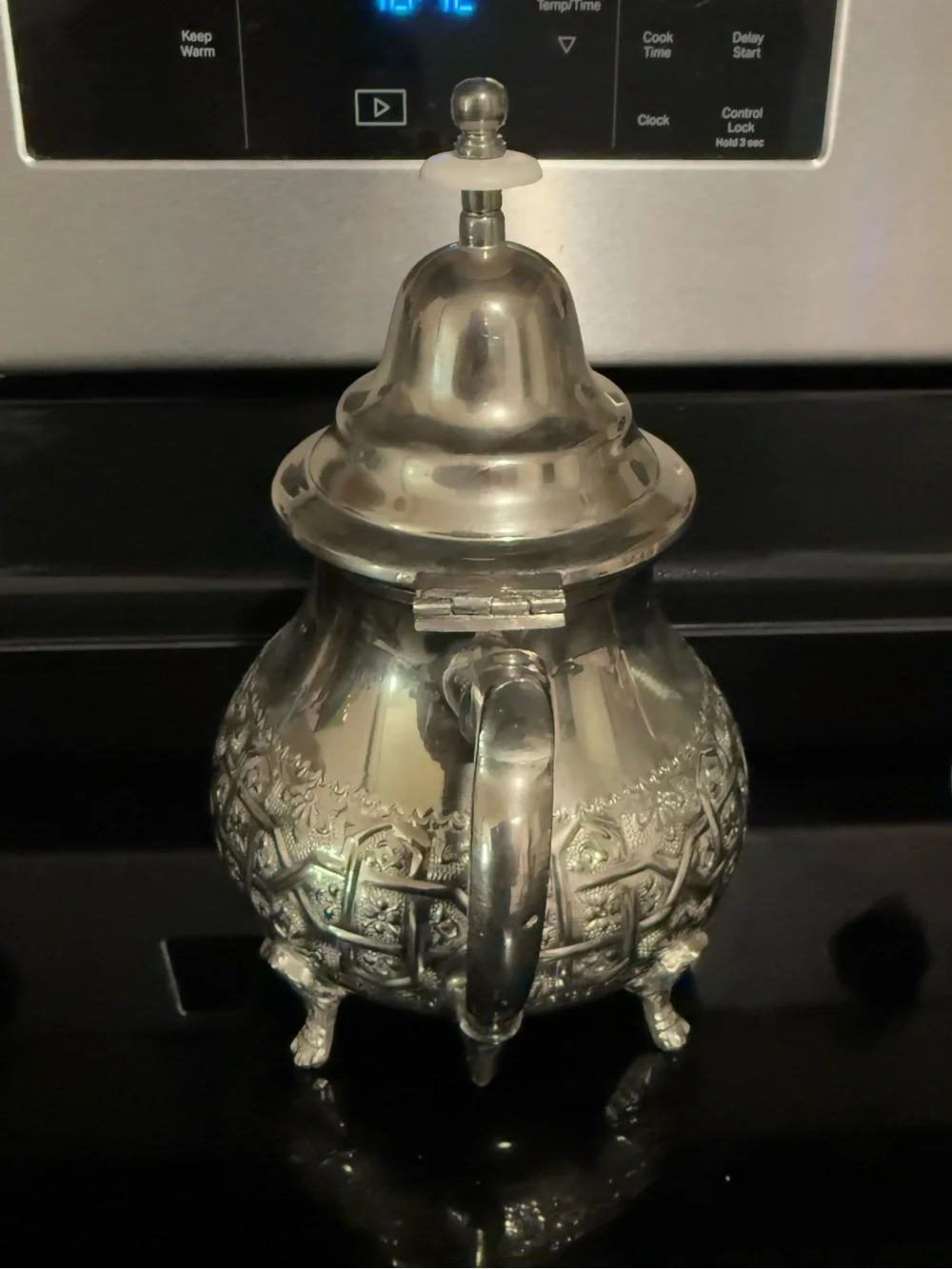 Vintage Moroccan Teapot Hand Engraved Tea Pot Mint Tea Decor Rare Carved Antique